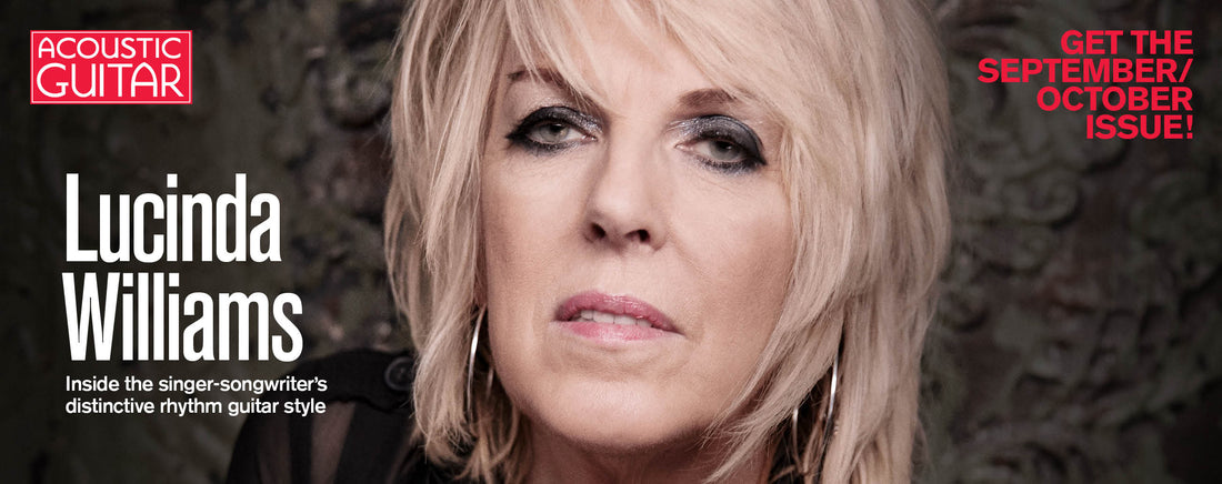 Lucinda Williams on the cover of the September/October 2021 issue of Acoustic Guitar magazine