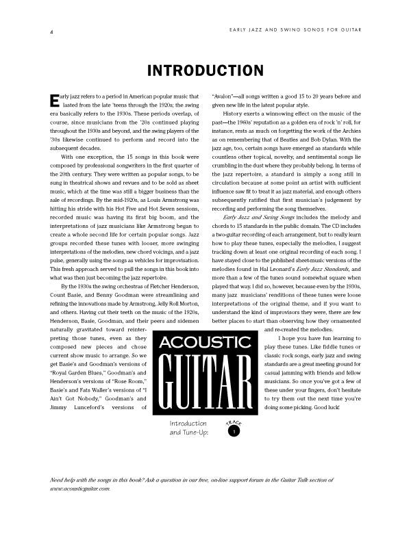 Early Jazz and Swing Songs for Guitar